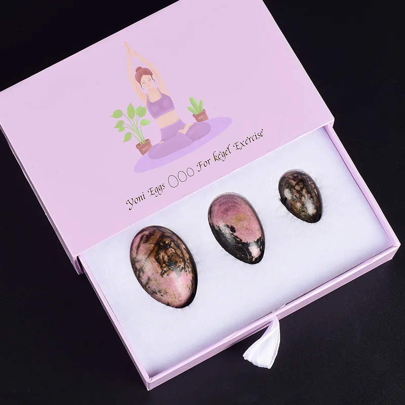 Gouache Stone Vaginal Massage Ball Yoni Egg Set Natural Rose Quartz Kegel Exercise Jade Egg Vaginal Muscle Tighten Jade Massager