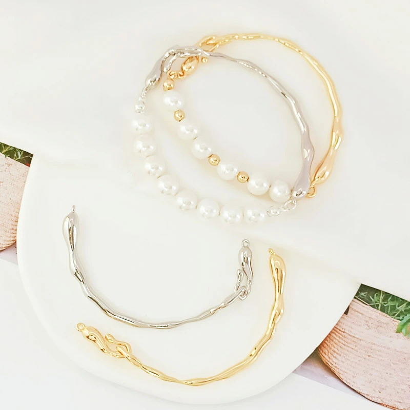 1 new Piece 14K Copper Clad Gold Baroque Irregular Semi Bracelet Diy 2025 Hand Made Semi Finished Bracelet Bracelet White K Accessories