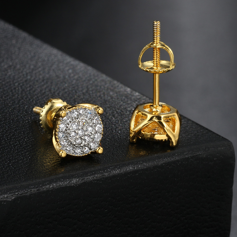 Hip Hop Personalized Thread Earrings Couple Same Style Full Diamond Zircon Earrings Popular Ear Accessories Wholesale