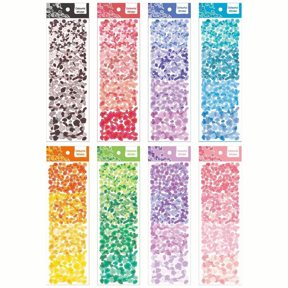 8pcs new Cute Shiny Korean Hologram Stickers Kpop Toploader Decor - Colorful Kawaii Reflective Deco 2025 Stickers With Flowers & Leaves