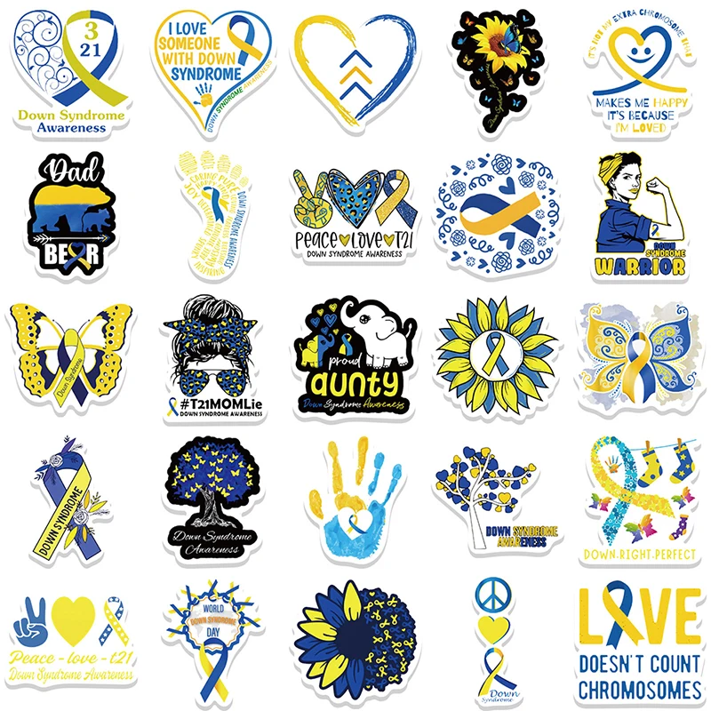 50PCS Down 2025 Syndrome Care Car new Stickers Aesthetic Motorcycle Lage Guitar Skateboard Laptop Sticker Decal Sticker