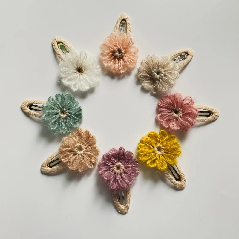 Wool Yarn Hairpin Baby Girls Hair new Clips Daisy Flower 2025 Barrettes For Kids Cute Pins Children Hairgrips Korean Style Accessories