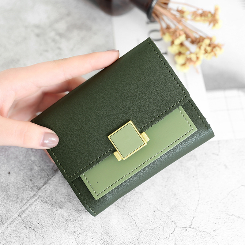Small Wallet Women Short Cute 2025 Girls Wallet Patchwork Credit Bank Card new Holder Wallets Metal Buckle Purses Female Coin Purse