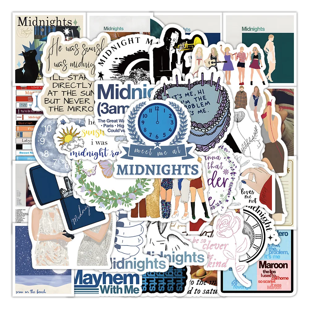 10/60PCS new New Album Midnights 2025 Stickers Beautiful Stickers DIY Mobile Phone Notebook Graffiti Children's Toys Case Stickers