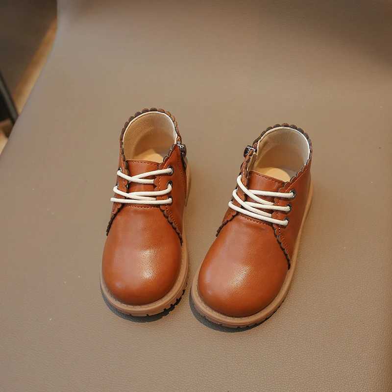 Womens Leather Boots Spring/Summer Childrens Ankle Boots Womens Lace Side Zipper Rubber Boots Size 21-30 M241102