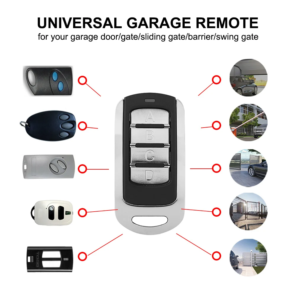 280-900MHz Multi-frequency Garage Door Remote Control 433 315 433.42 434.42 390 868MHz Door Command Opener Handheld Transmitter