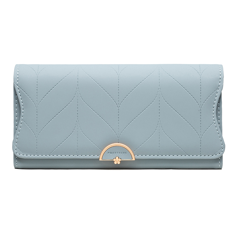 Korean Wallet Ladies Long Wallets Leather Solid Striped Coin Purse Bags Zipper Buckle Women New Trend Clutch Carteras Para Mujer