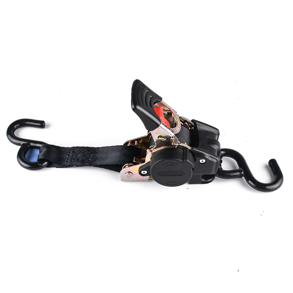 Trailer Tools Tie Down Strap S-hooks With Automatic Rollup Auto Retractable Easy To Carry Ratchet Motorcycle Accessories