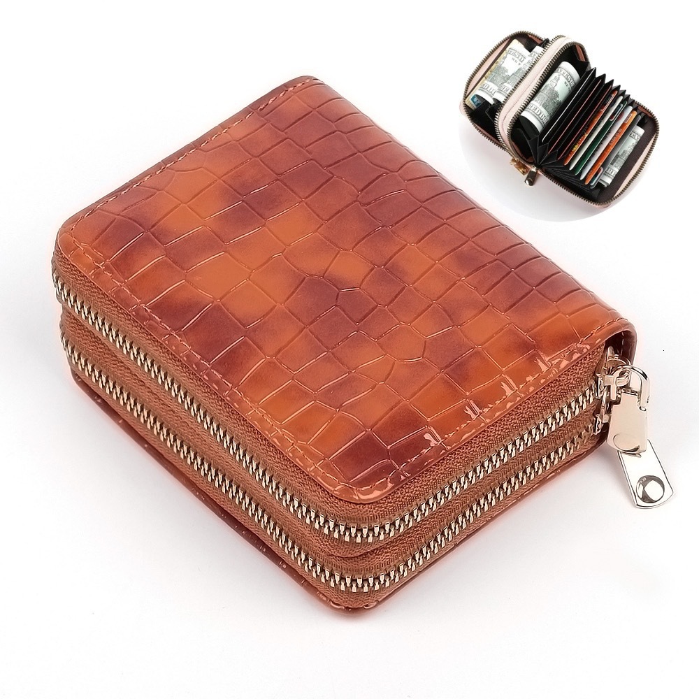 New Crocodile Pattern Organ Double layer Zipper Women's Wallet Large Capacity PU Bag Multi functional Card Bag