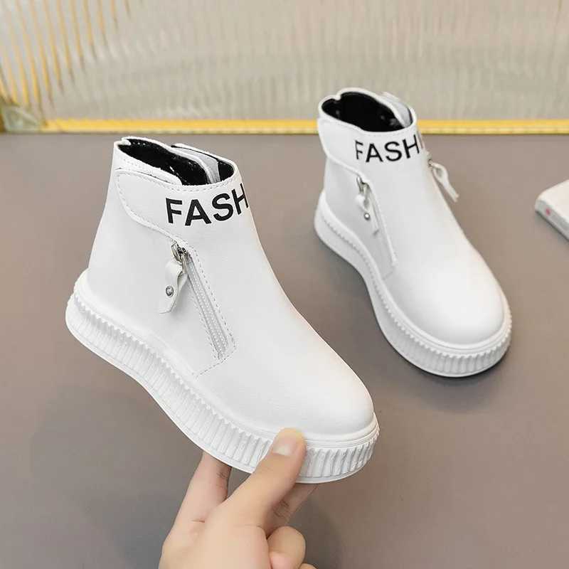 Autumn and winter baby boots anti slip British sled childrens side zipper design single boot leather shoes anti slip M241102