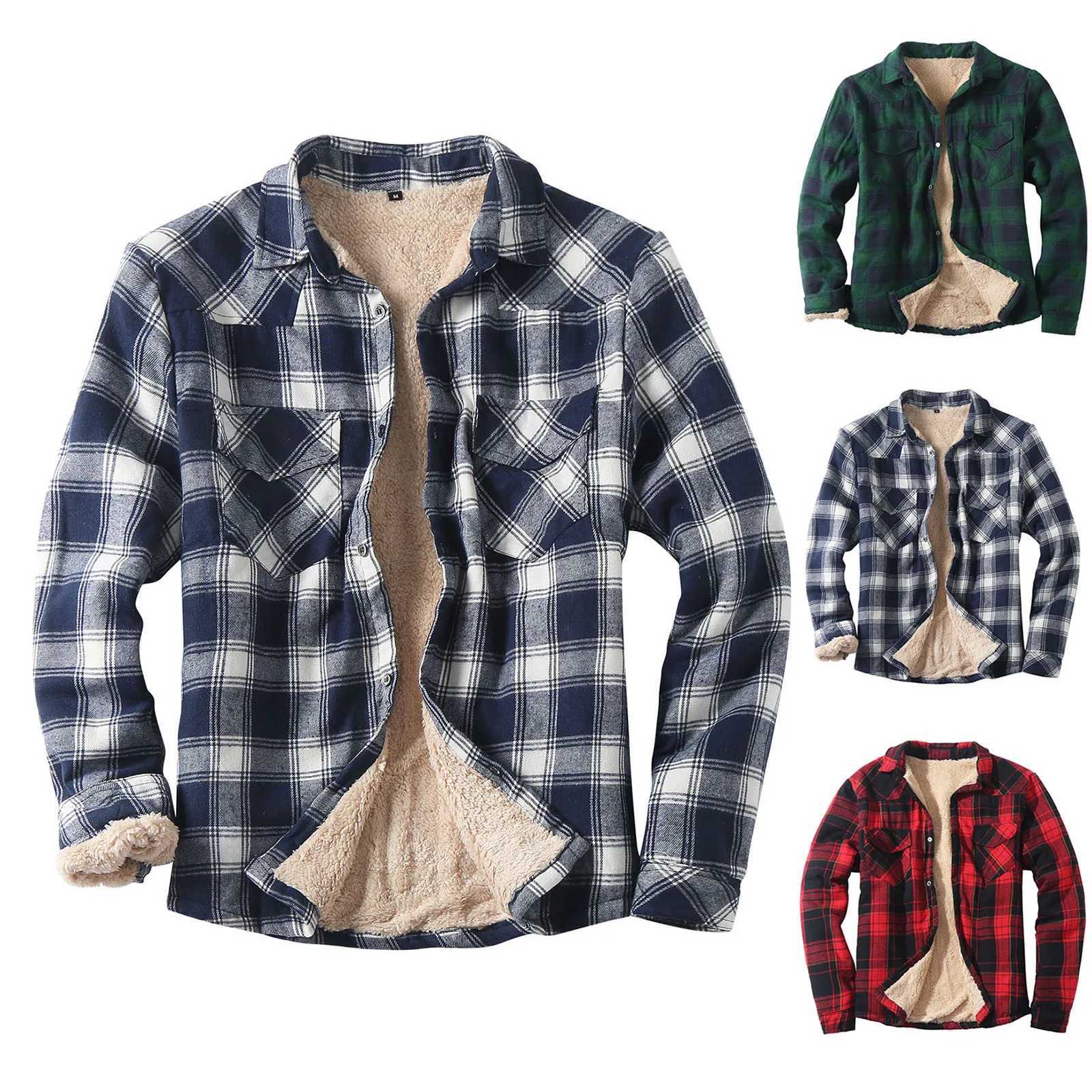 Mens Flce plain flannel jacket button casual cotton winter jacket thick spring work jacket Sherpa jacket W241102