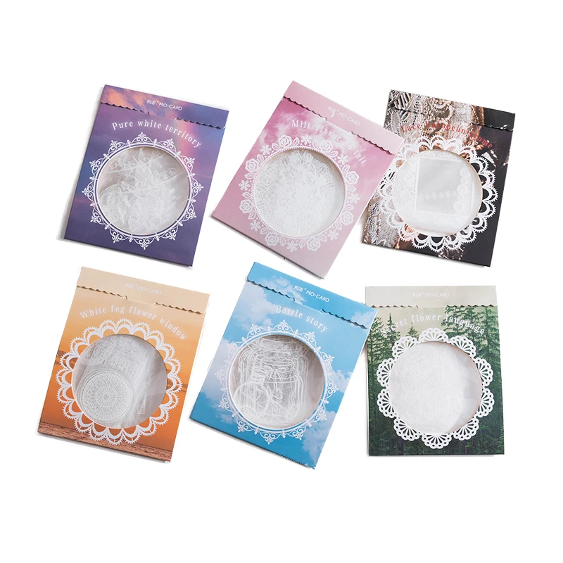 Yoofun 30pcs/pack Kawaii Lace 2025 Sticker Vintage Lace Heart Frame Cute DIY Decorative new Stickers for Art Craft Scrapbooking