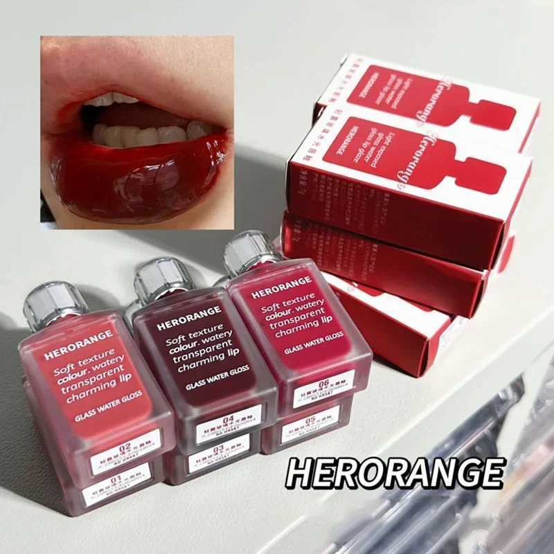 Punk Juice Red Lipstick Gloss Black Mirror Water Light Lipstick Glass Jelly Glass Waterproof Durable Lipstick Transparent Tone Makeup W241101