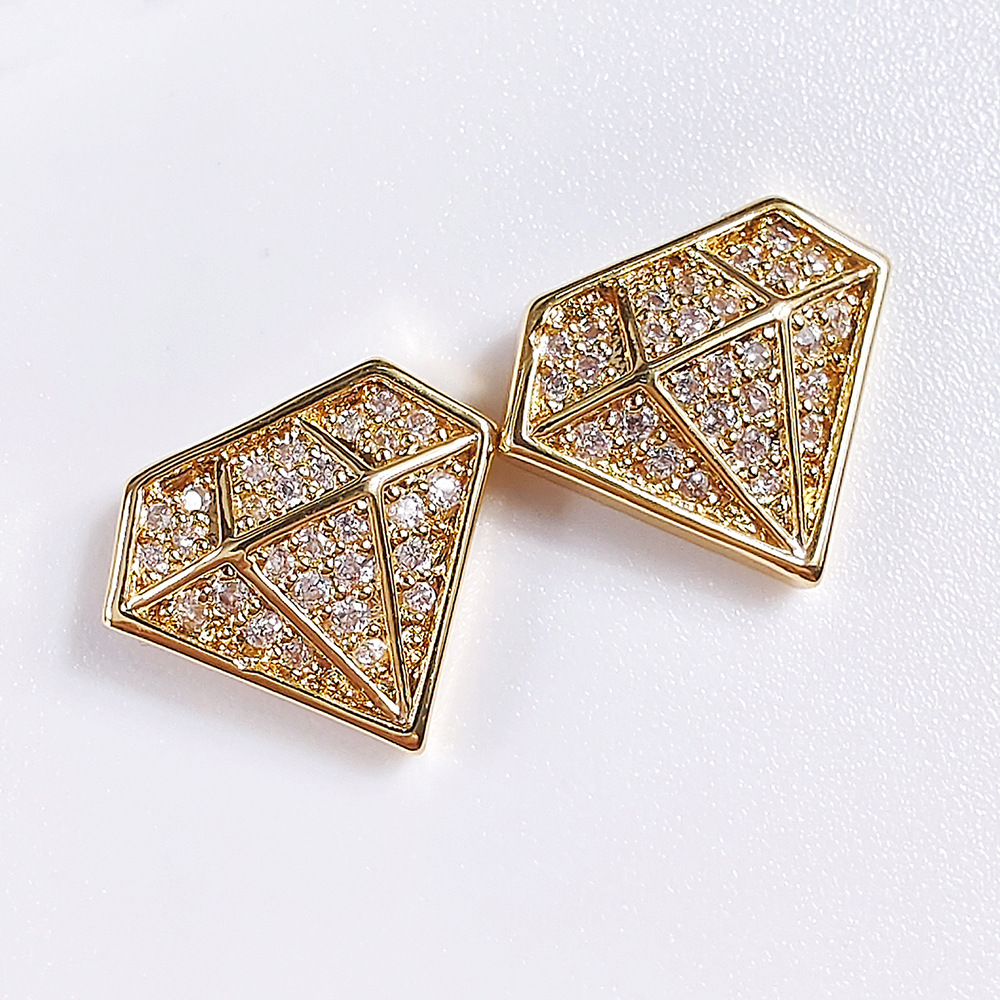 Stud Earrings New Diamond Model Stud Earrings 925 Sterling Silver Zircon Stud Women Geometric Crystal Gold Earrings Luxury Jewelry Exquisite Gift