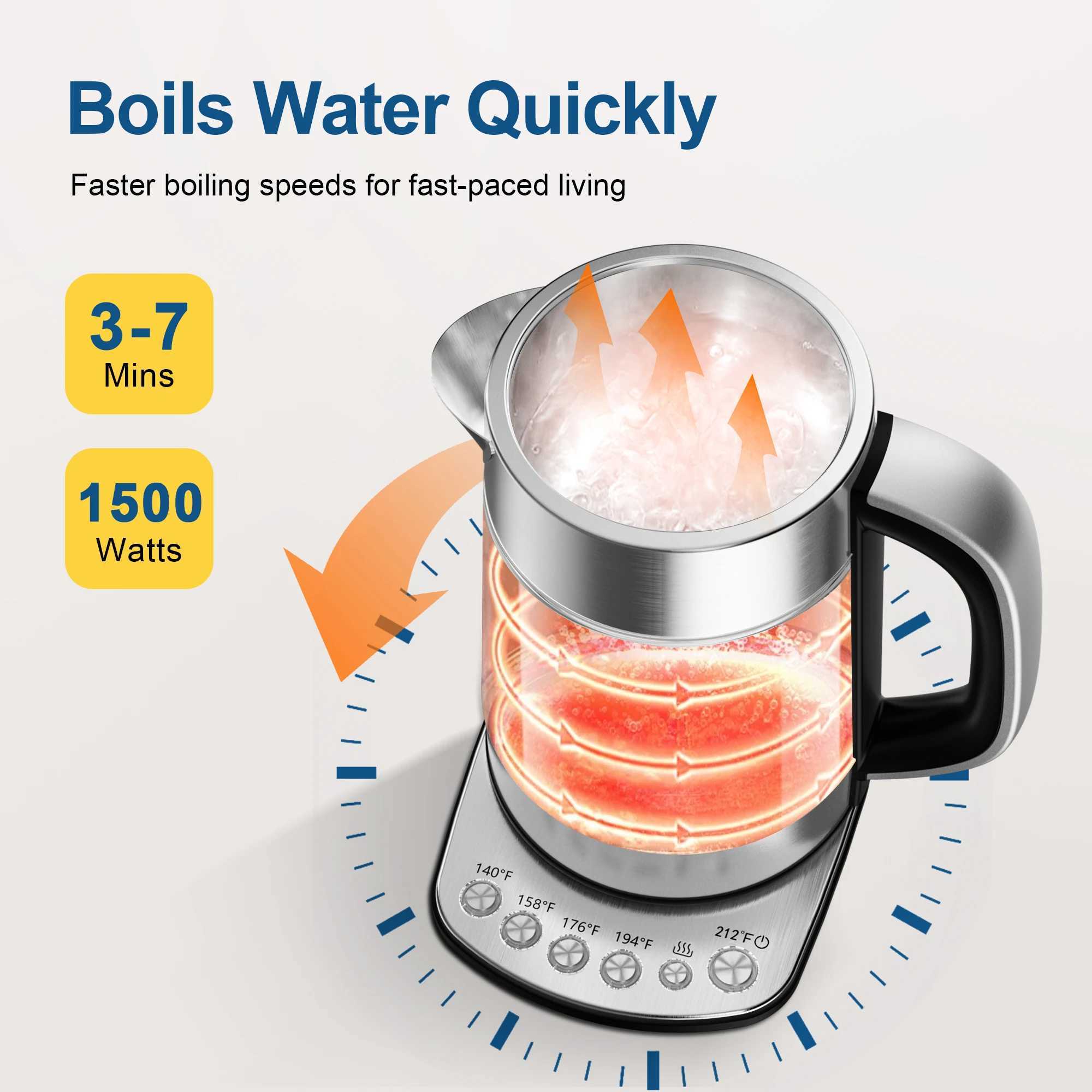 CACHOO 1.7L electric kettle temperature control 5 presets 1 hour to maintain warmth Y241102