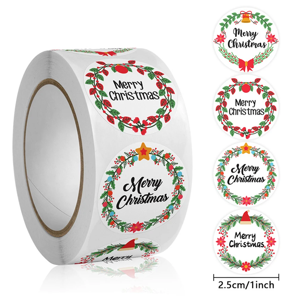 50-500pcs new 1inch Thank You Stickers For Envelope Sealing Labels Stationery Supplies Handmade Wedding Gift 2025 Christmas Sticker