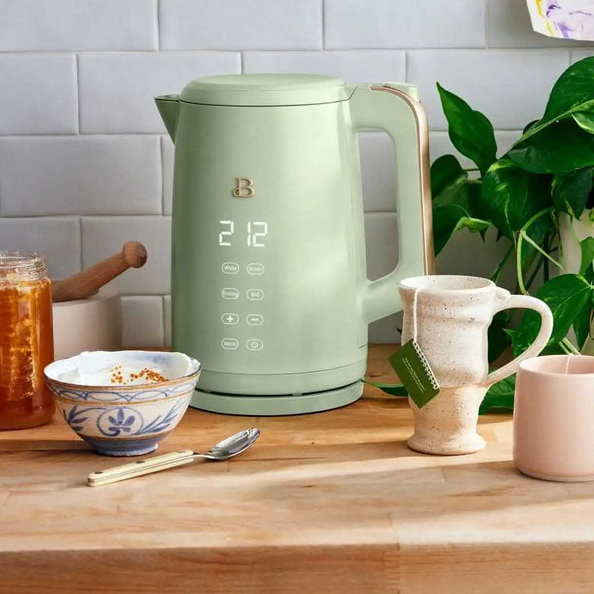Beautif 1.7-liter electric kettle 1500 W one click activation Drew Barrymores white ice Y241102