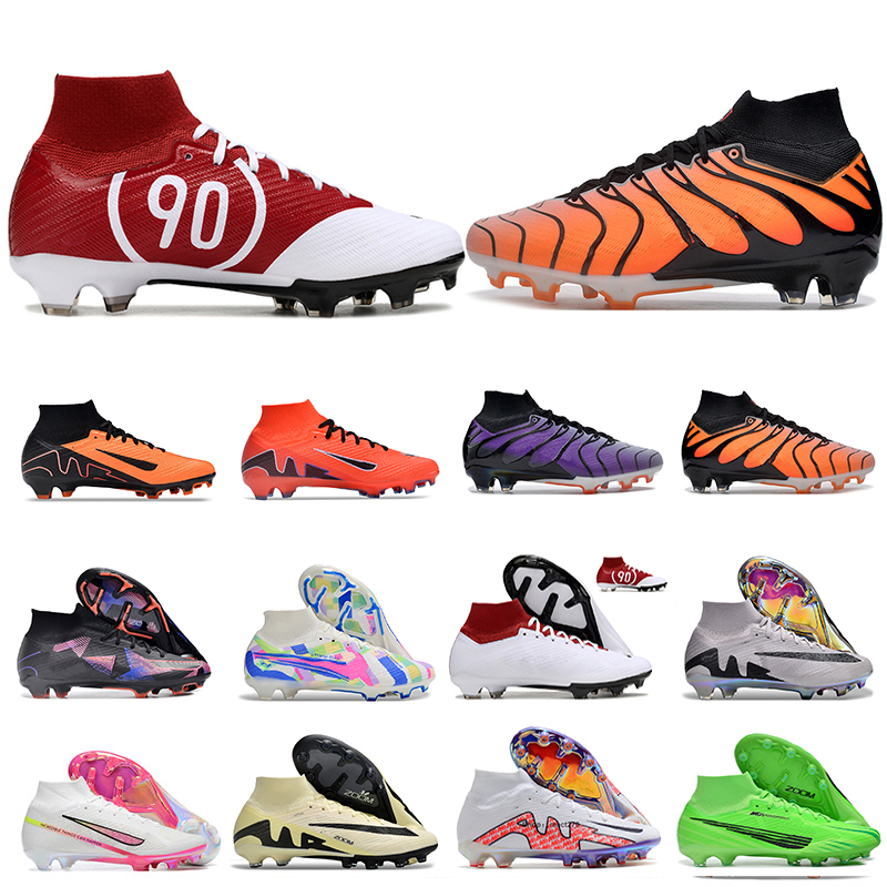 Mens Kids SuperfIy 9 Multicolor IX Elite MERCURlAL FG Voltage Purple TN Black Sunset High-Top Soccer Cleats Marcus Rashford FG Mad Ready Football Boot