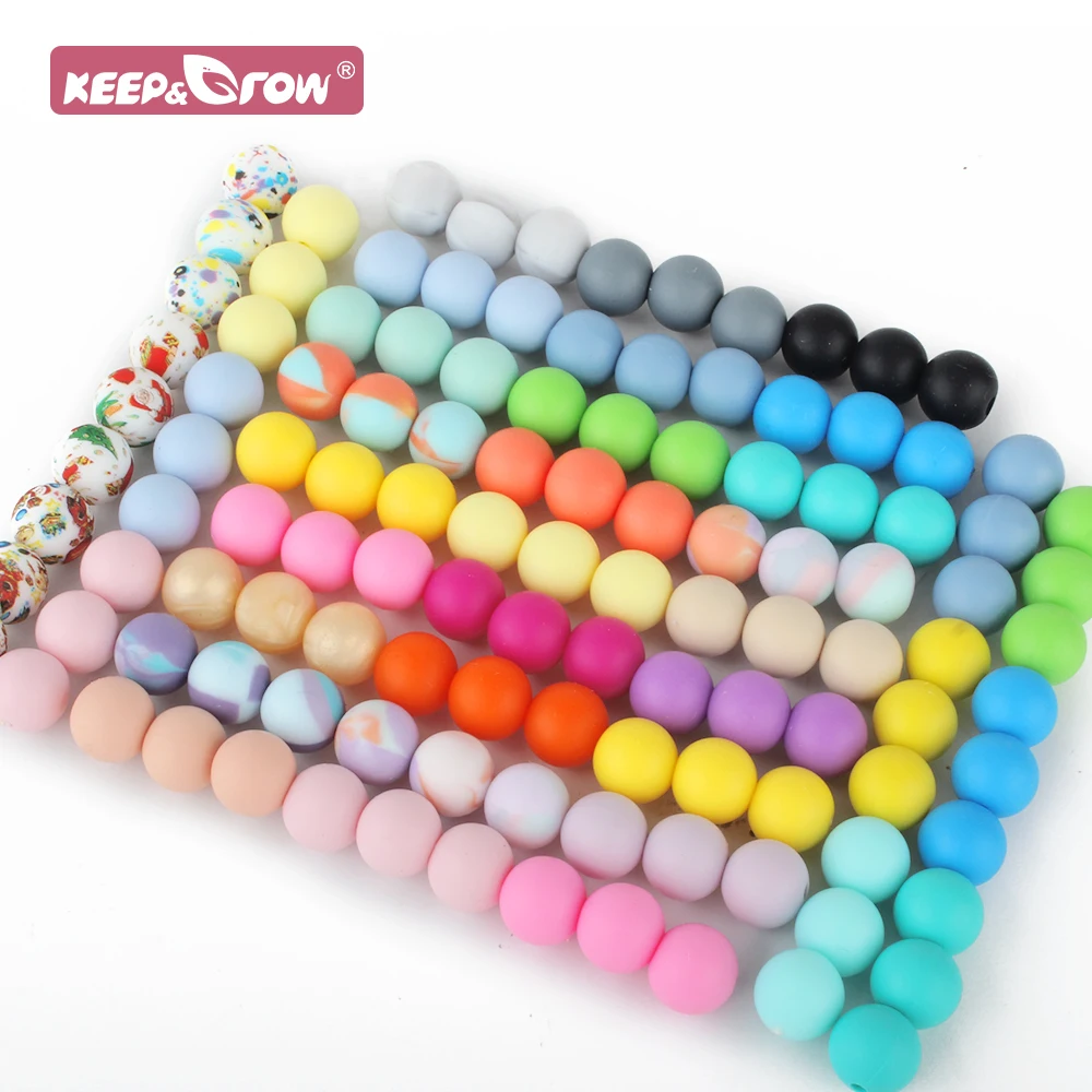 12mm 50pcs Silicone Beads Food Grade Silicone Teether Round Beads Baby Chewable Teething Beads new Teether for DIY 2025 Pacifier Chains