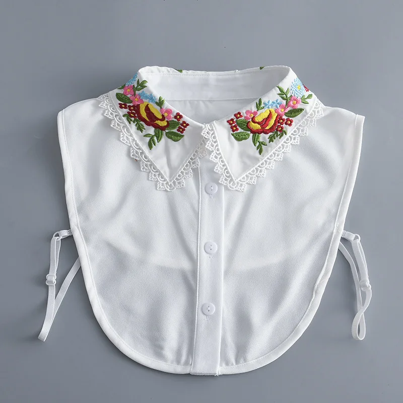 2023 New Fake Collars Woman Vintage Half Shirt False Collar Woman Embroidery new Detachable 2025 Lapel Collar Faux Col Accessories