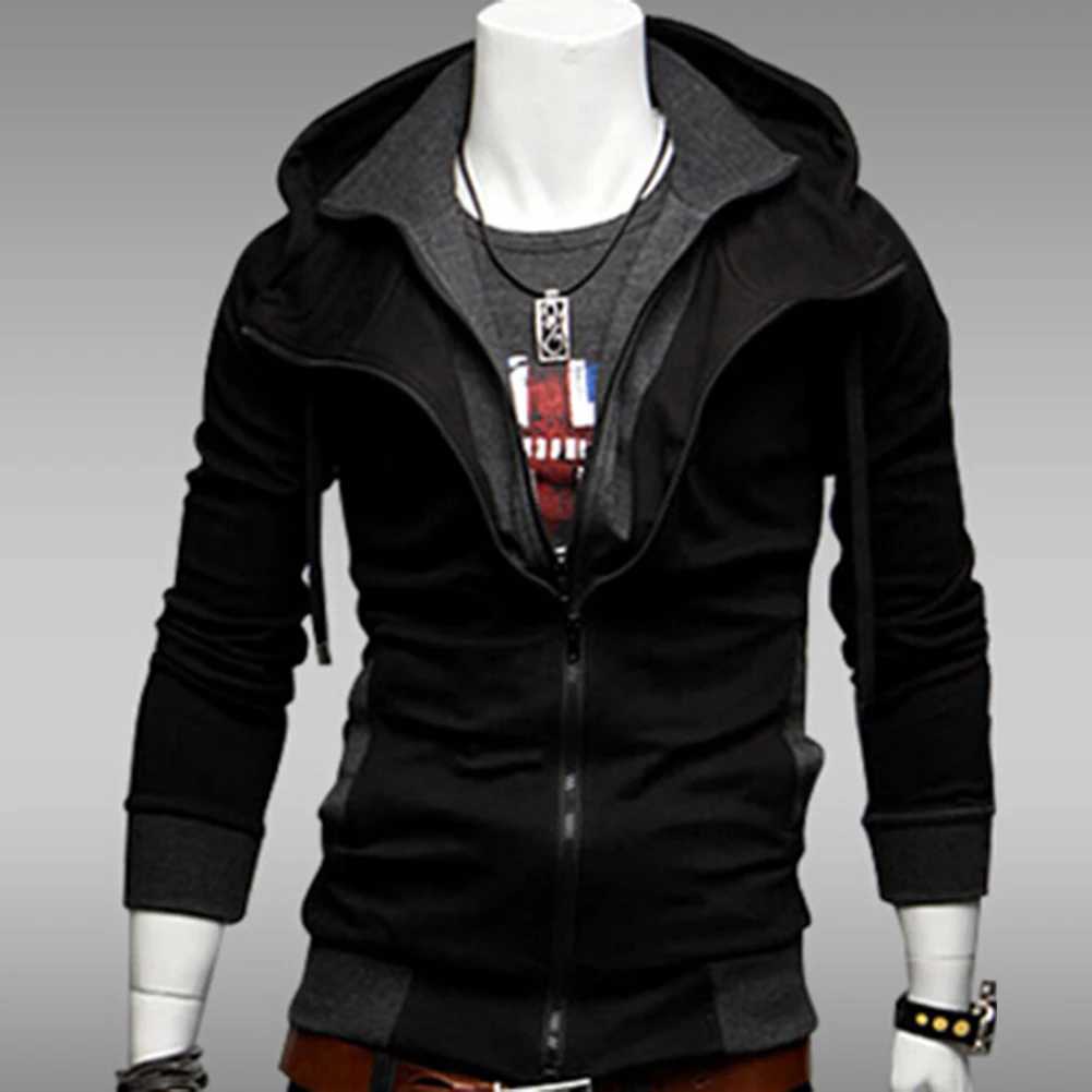 New winter warm mens clothing plus size mens clothing color block length Sleve ultra-thin hooded zipper jacket outerwear mens outerwear W241102