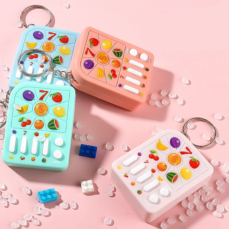 Lucky Jackpot Mini Fruit Game Machine Winning Digital Game Machine Keychain Children's Funny Educational Toys Gift