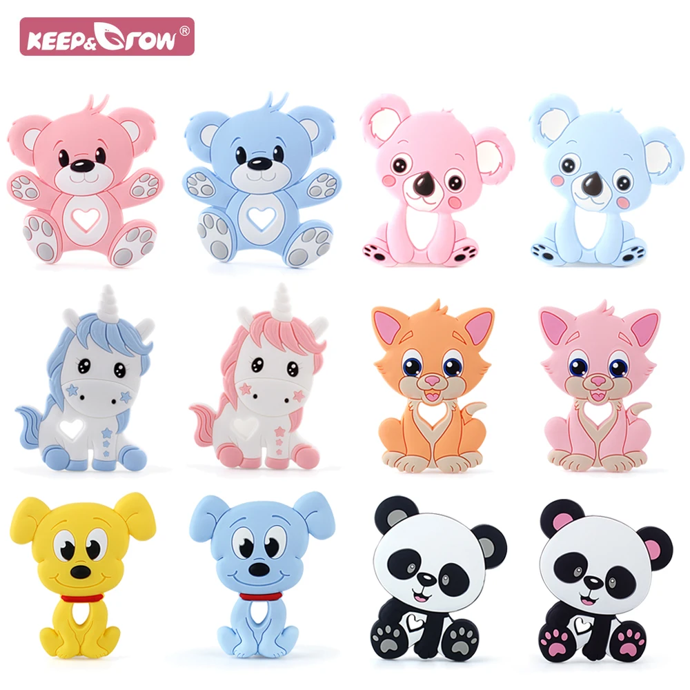 Baby Silicone Teethers Teething Toy Chew BPA Free 2025 Food Grade for Baby new Pacifier Chain Clips Beads Necklaces Pendant Rodent Animal