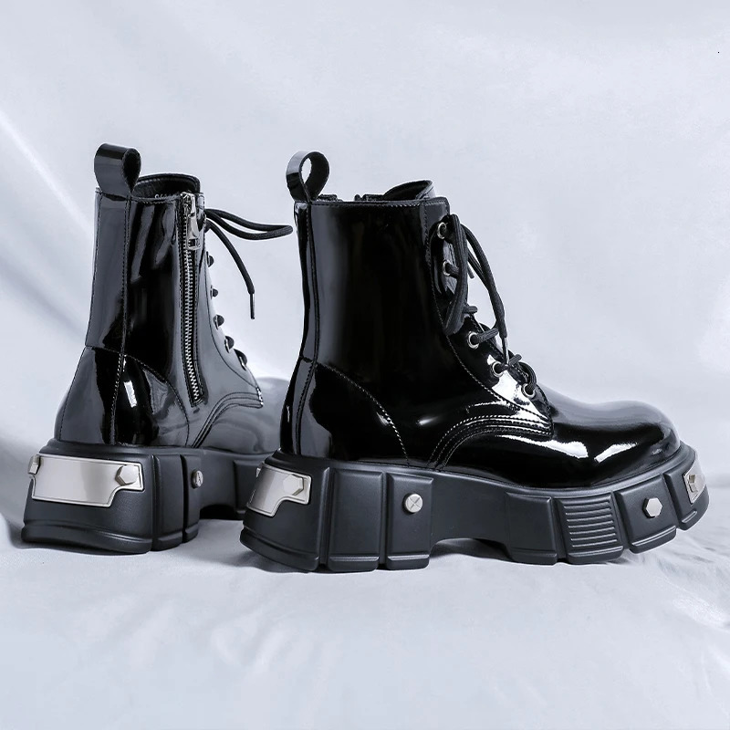 Autumn mens platform boots casual business leather ankle boots mens thick soled flat sports shoes British party dress shoes 241031