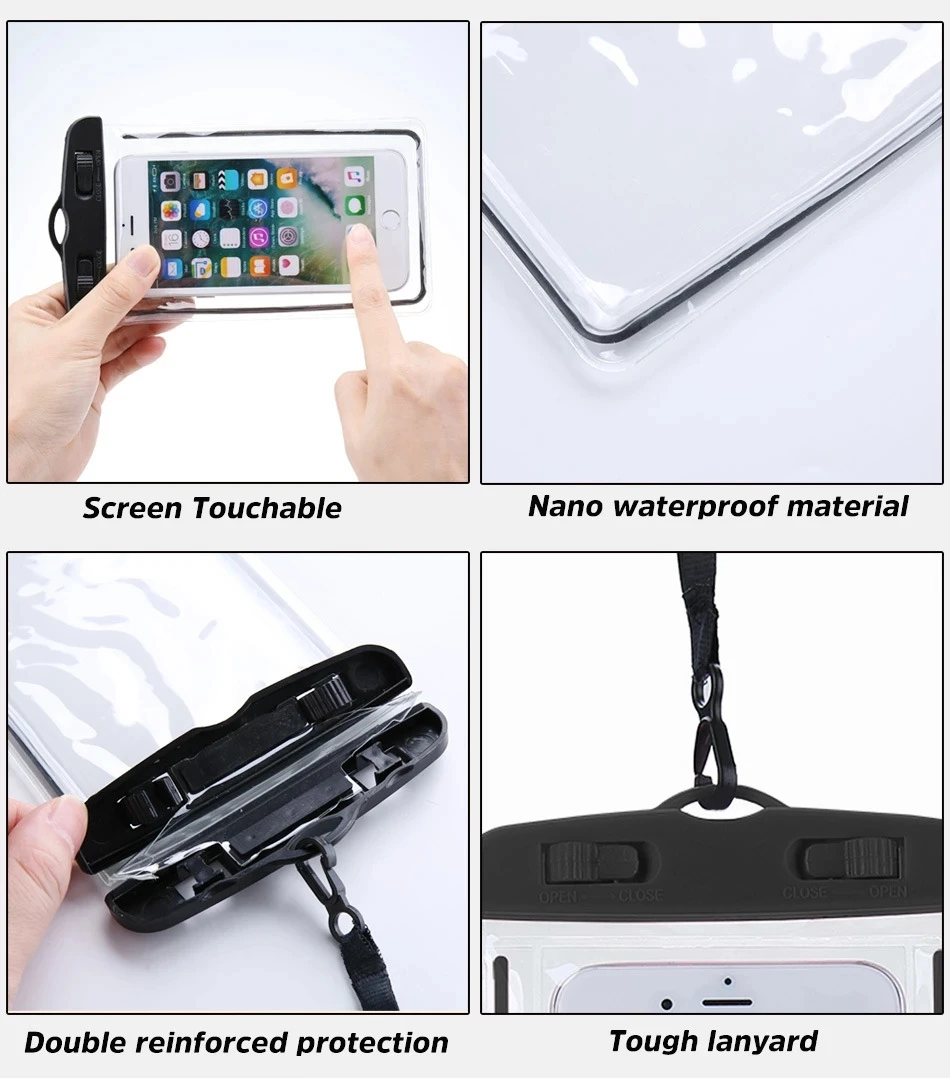 Universal Mobile Phone Transparent Waterproof Bag Three-Layer Sealed Drifting Beach Fishing Underwater 2025 new 6 inch Swimming Dry Bag