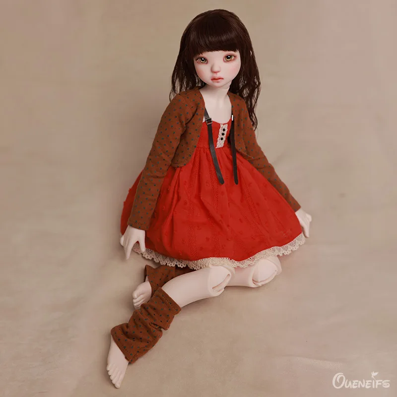 Chae BJD Doll 1/4 Brown Waistcoat And Orange Skirt Girl 2025 Toys new High Quality Collection