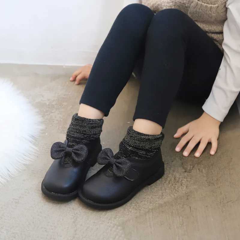 2019 New Ankle Bow Princess Leather Boots for Children Autumn Girls Shoes Winter Baby Shoes 1 M241102