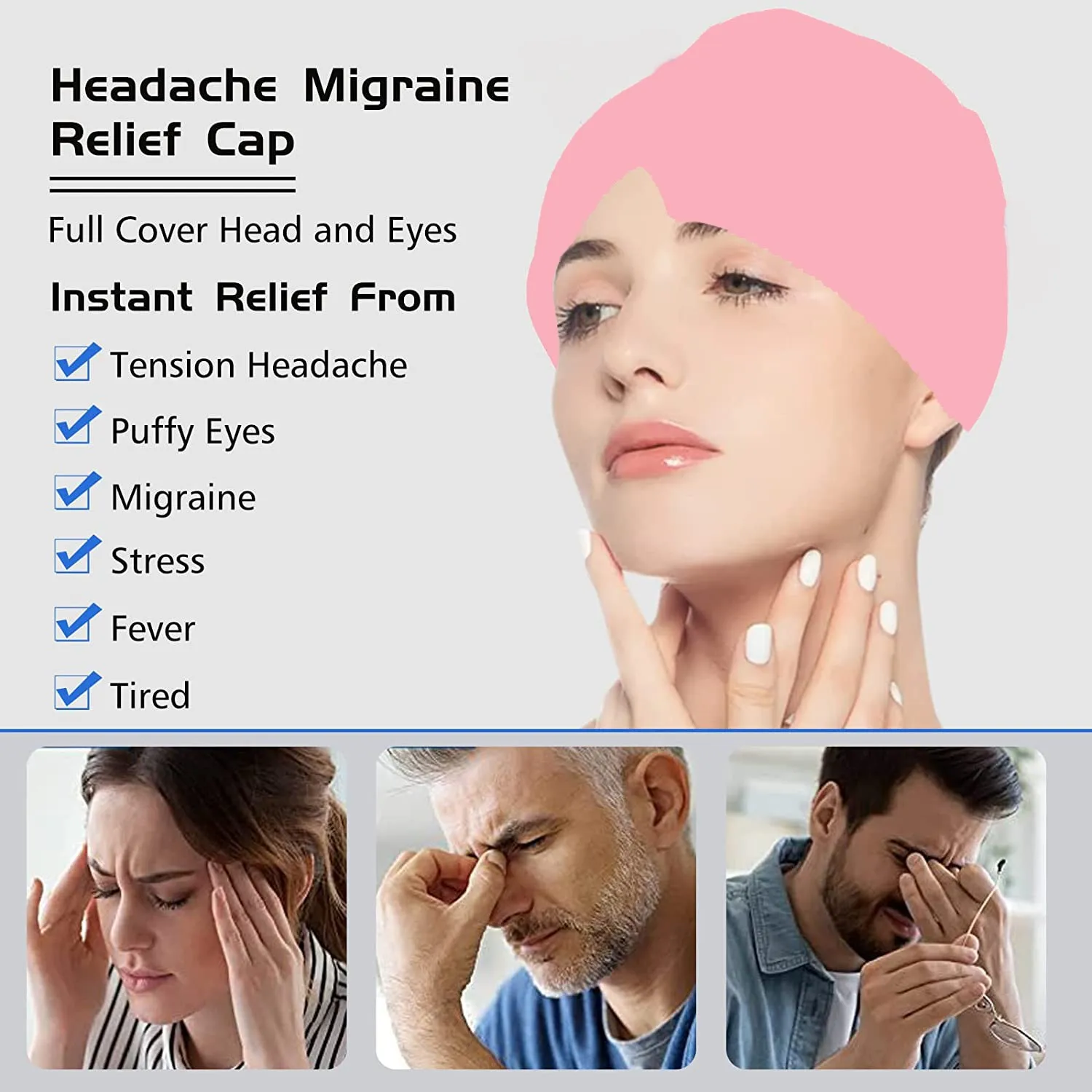 Migraine Relief Hat new headache hat Gel Hot Cold Therapy Ice 2025 Cap For Relieve Pain Ice Hat Eye Mask