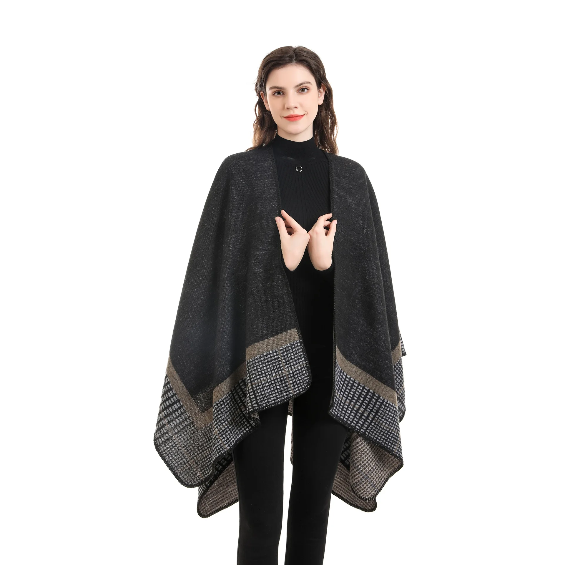 Women Spring Cloak Stylish Cashmere Feel Shawl 2025 Lady Classic Vintage new Cape Autumn Retro Cardigan Winter Soft Large Blanket New in