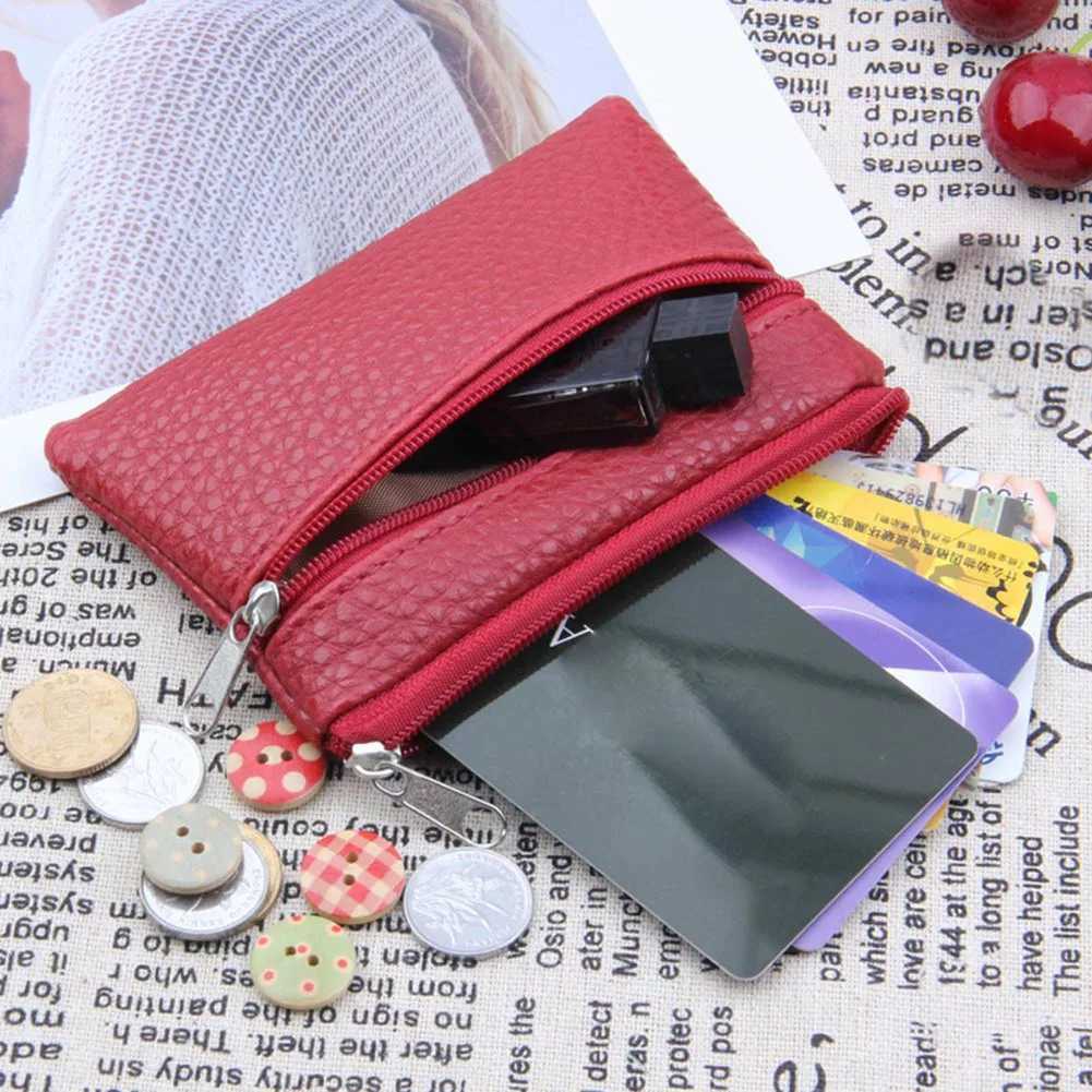New PU Leather Coin Purse Female Wallets Women Zipper Coin Purses Children Storage Card Holder Bags Solid Color Mini PouchXJ241111