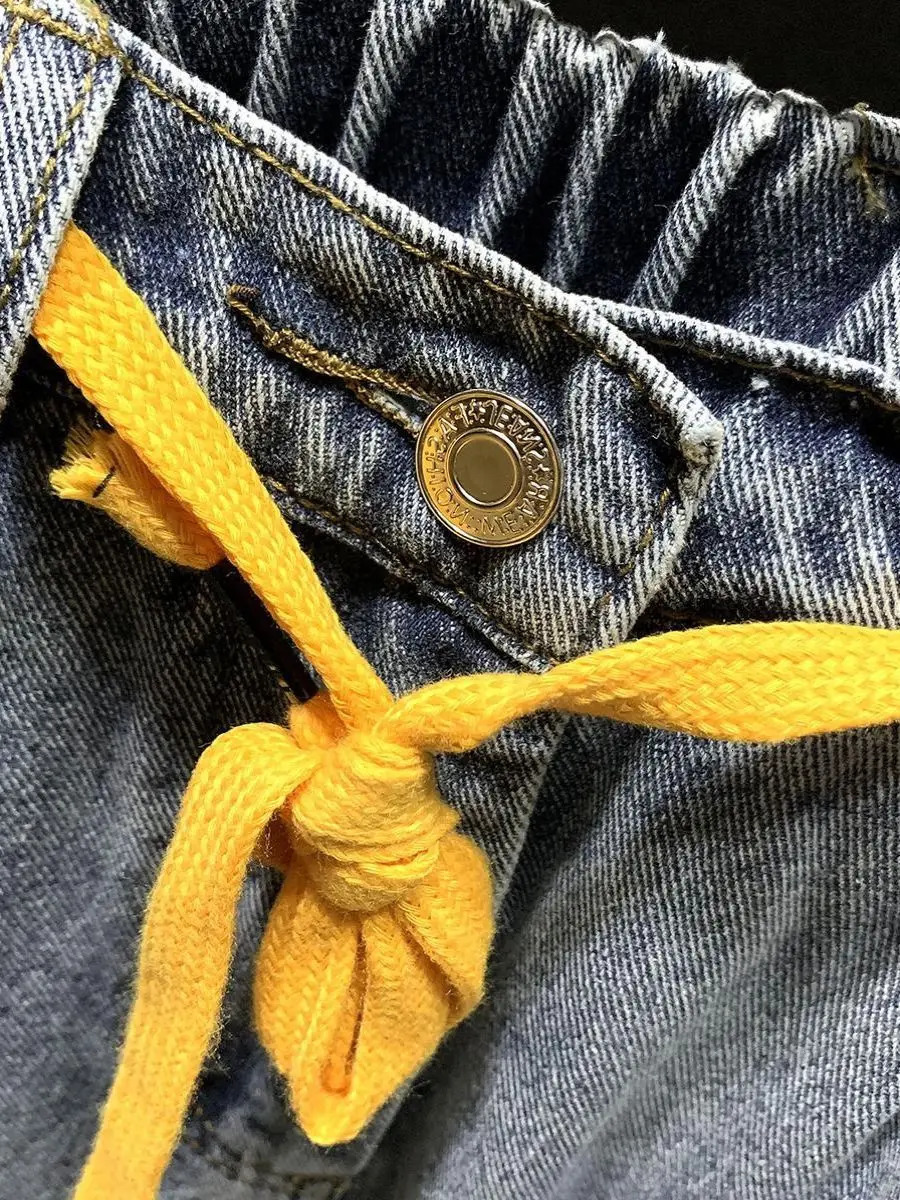 Fashion Summer Casual Loose Denim Harem Pants for Men Spring and Autumn Drawstring Tapered Legs Streetwears Boyfriend Jeans 241024