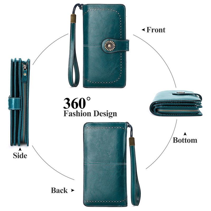 Anti magnetic wallet new Korean version women's cowhide wallet large capacity designer handbag card bag