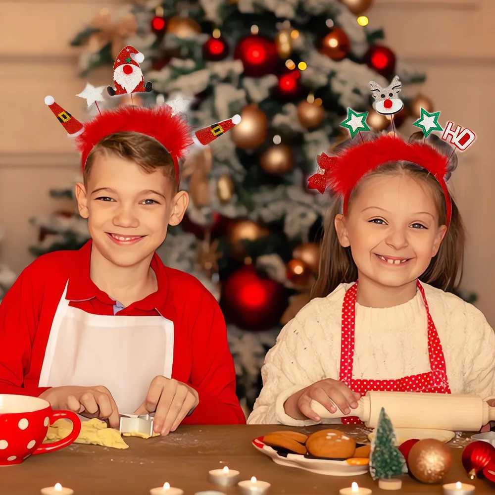 1 Christmas headband for children and adults red Santa Claus snowman ant headband decoration Christmas gift for girls W241021