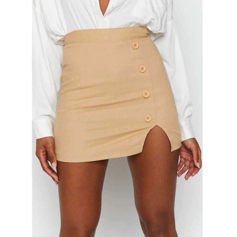 Women Wrap Hip Skirt WoMens Sexy Buttocks Slim Fit A-line Short Skirt With High Waist Button Solid Color Skirt For Women Length Adult Skirts 241023