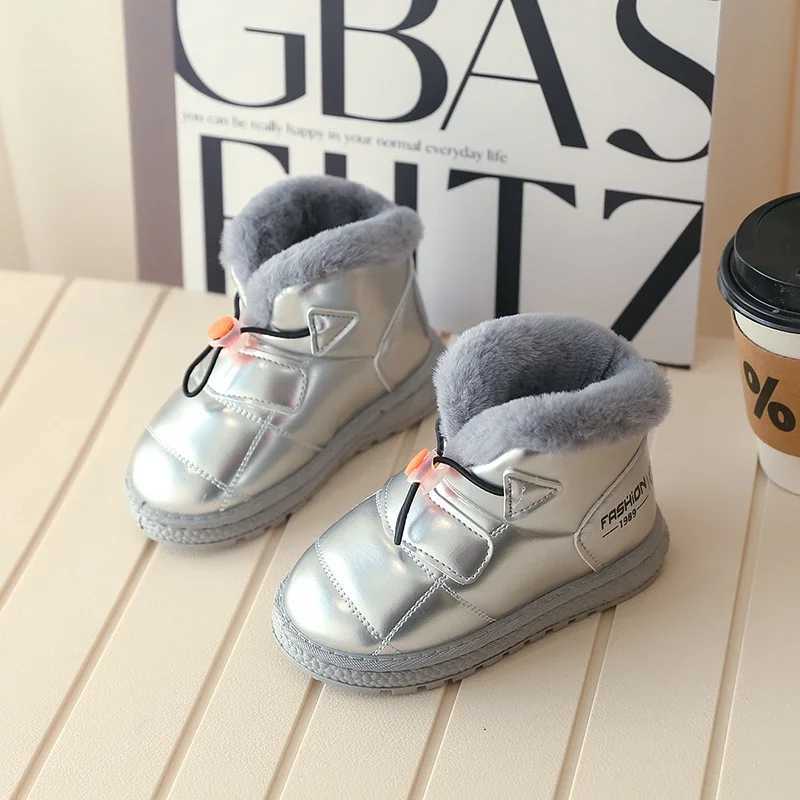 Childrens Snow Boots Classic Fashion Girls Winter Boots Fluffy Warm Plush Childrens Boots Suitable for Boys Shoulders Non slip Version Soft Bottom M24