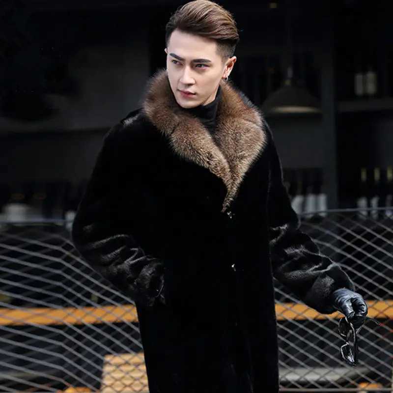 Winter Coat Mens Thickened Mink Coat Suit Collar Mink New Faux FurXJ241102