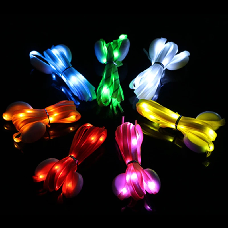 1Pair LED new Sport Shoe Laces 2025 Luminous Shoelaces Glow Shoe Strings Round Flash Light Shoelaces Batteries Sneakers Flat Shoelaces