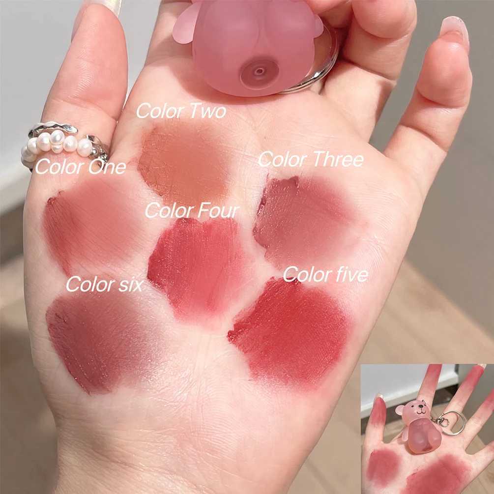Keychain lip shaped glass luster waterproof rodless cup cute bear liquid lipstick long-lasting moisturizing lipstick coloring Korean cosmetics W241101