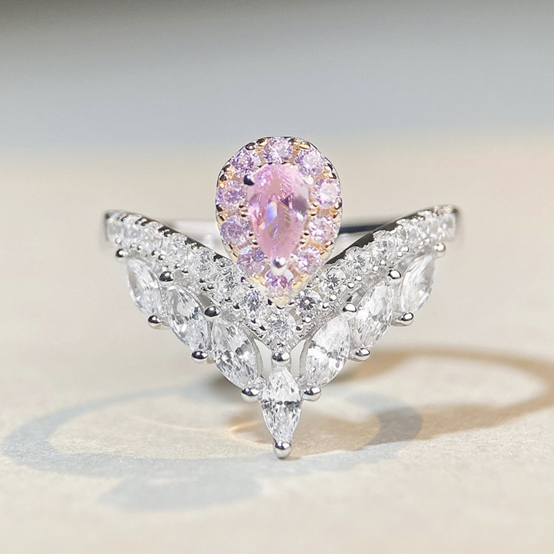 pink designer diamond ring for woman wed promise 925 sterling silver 8A zirconia sqaure heart love engagement wedding rings womens luxury jewelry gift