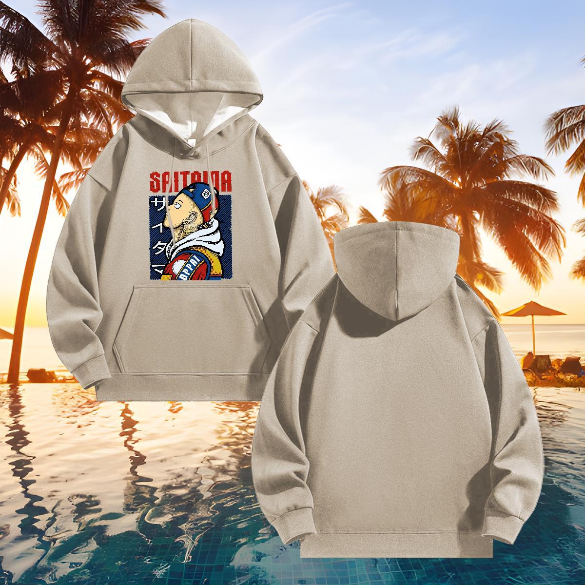 Wholesale Mens Hoodie Sweatshirt Daily Outfit Comfortable Men's Hooded Sweatshirt Drawstring Long Sleeve Cartoon Print Top Hoody Thick Fleece