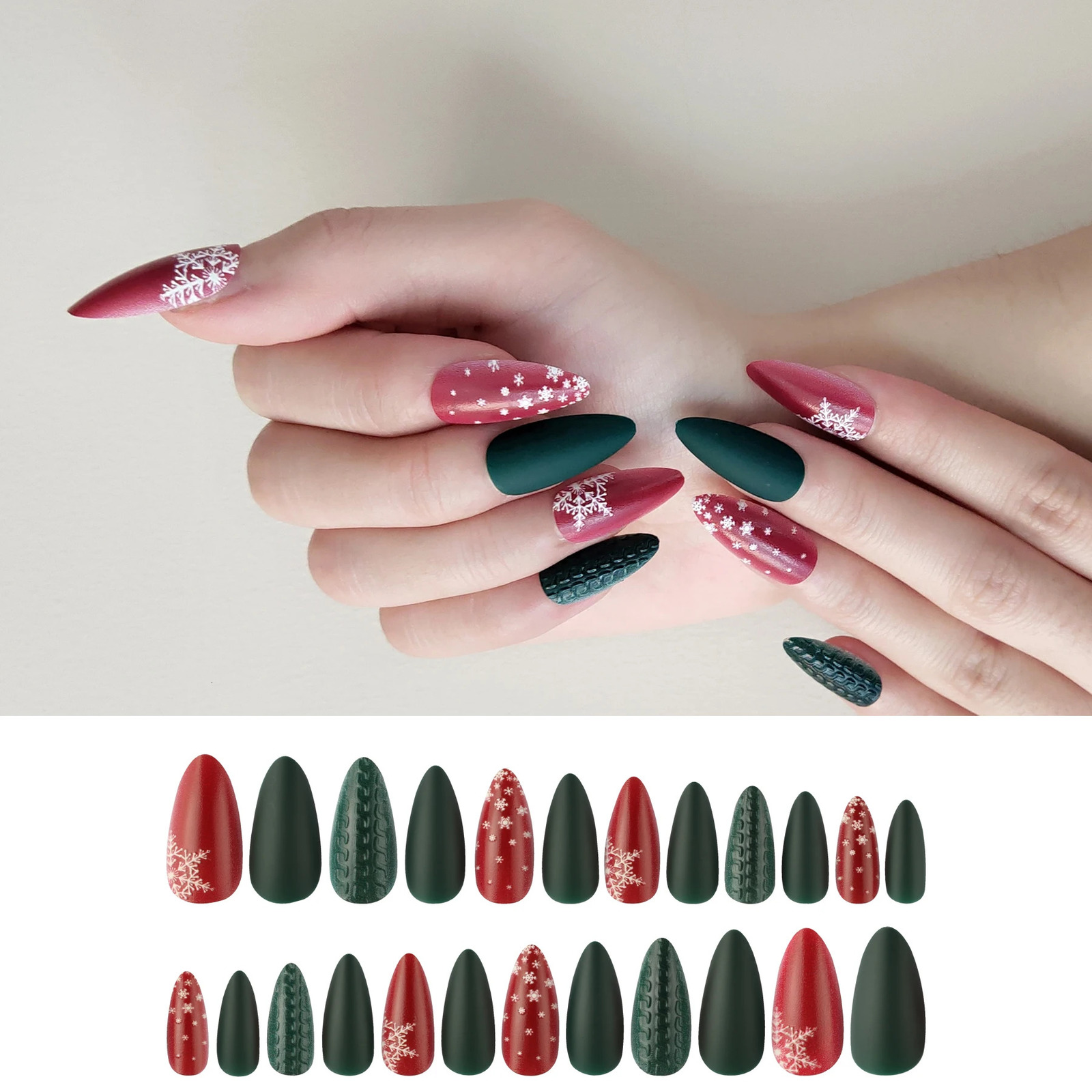 High quality factory wholesale 24/pcs Christmas long artificial nails fake finger nails artistic fake nails 241031