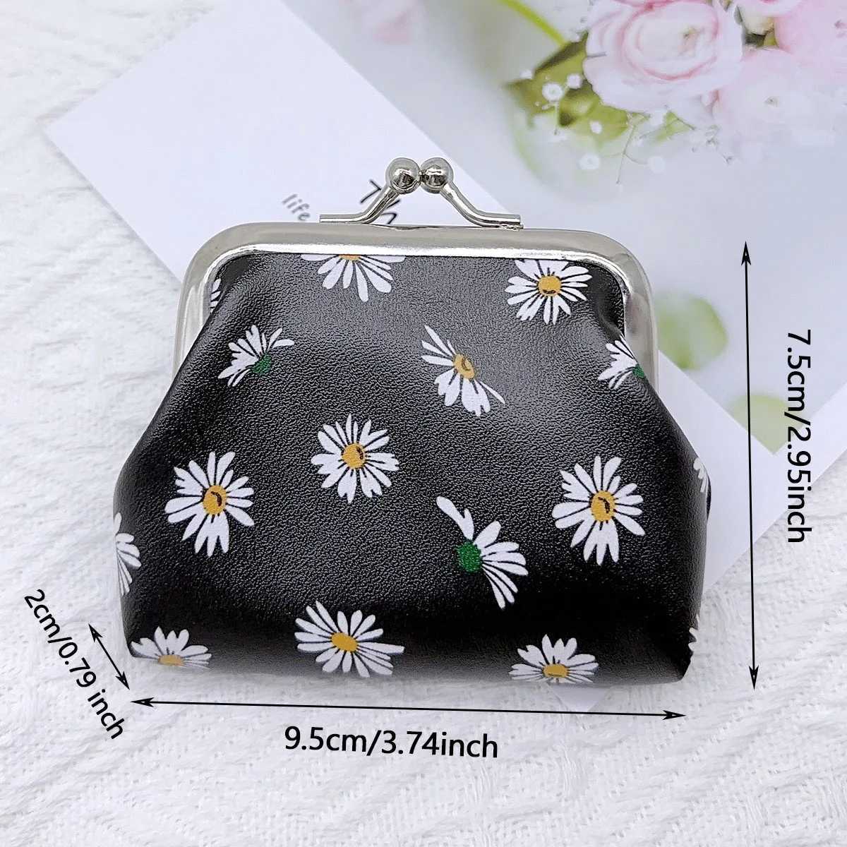 Kiss lock print coin purse Small Daisy design Lightweight change storage bag Coin purse gift bagXJ241111