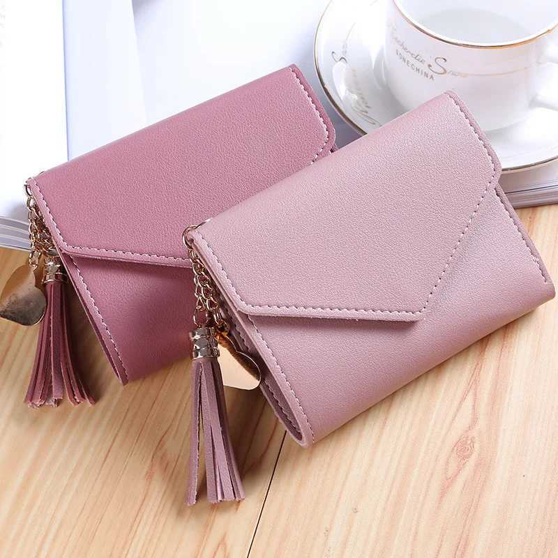Fi Short Women Wallets PU Leather Women Luxury Tassels Wallet Hasp Small Wallet Trend Coin Purse Ladies Card Holder PouchXJ241111