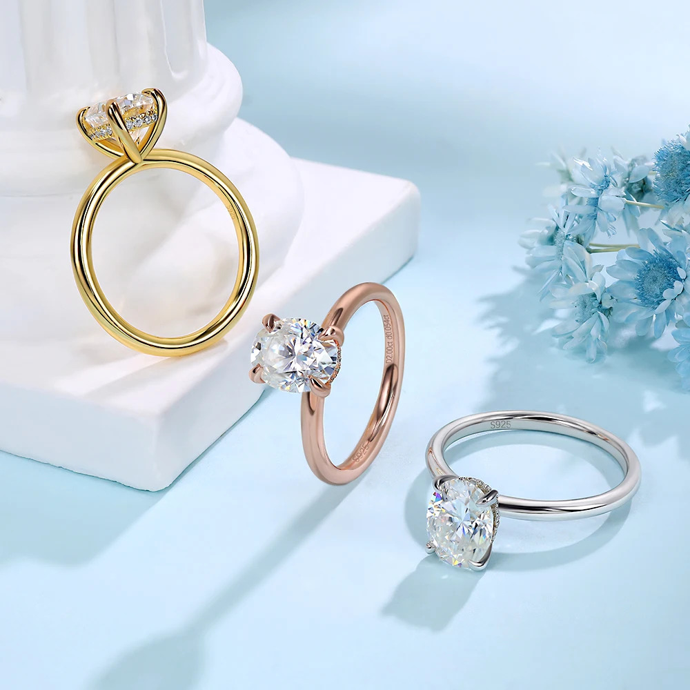 Engagement Ring for Women 925 Sterling Silver Solitaire Rings Oval Cut D Color Lab Diamond Promise Wedding Jewelry 240402