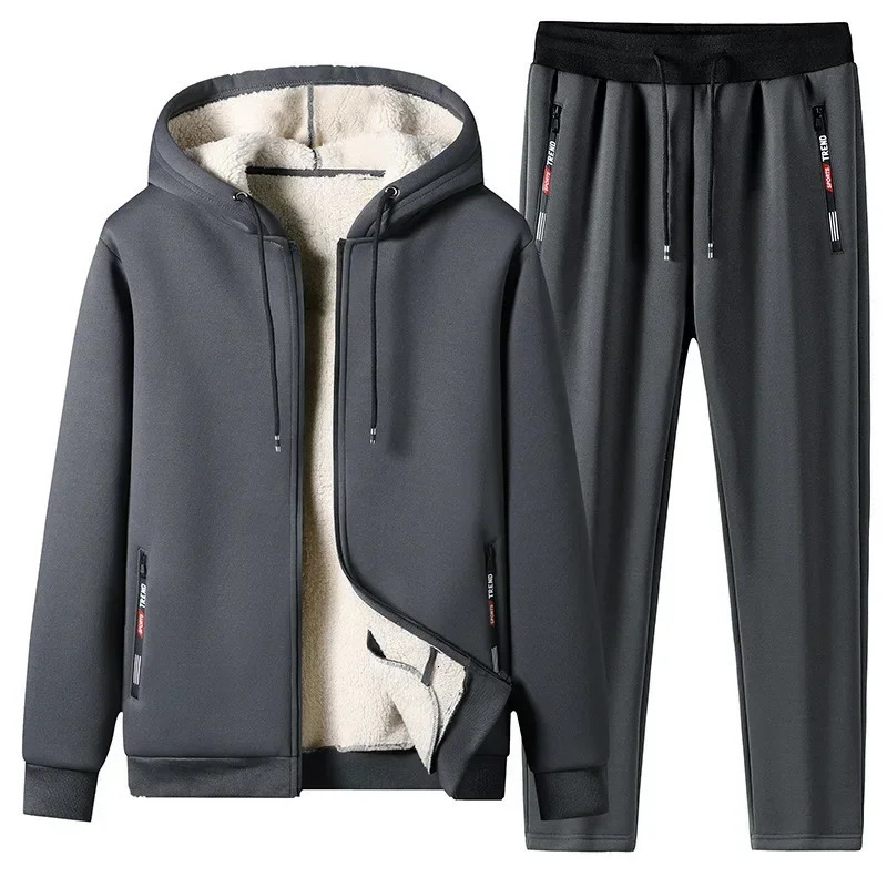 Winter mens thick casual sports trend clothing set 241031