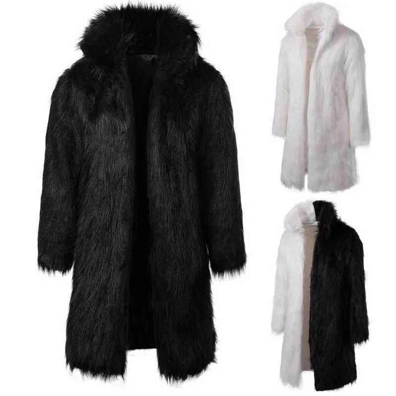 Mens Winter Clothing Imitation Fur Coat Quick Sale Black and White Fashion Personality Casual Mens Long Fur CoatXJ241102